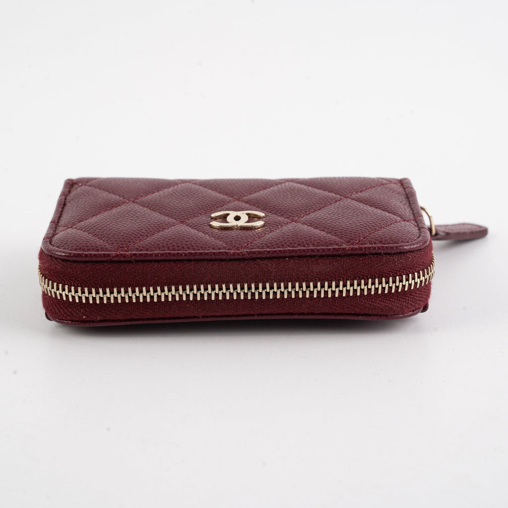 Chanel Zip Compact Wallet Burgundy (Microchip)
