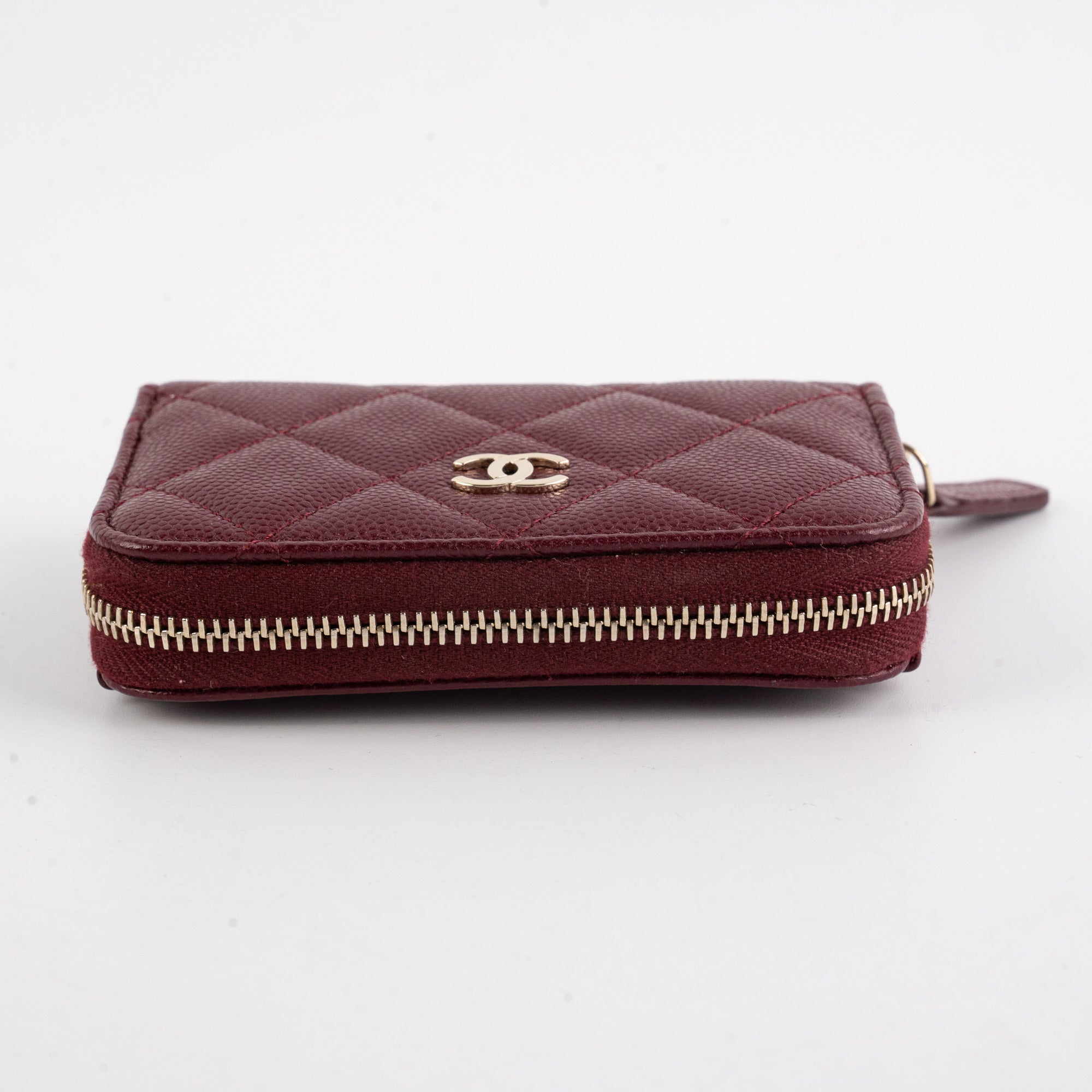 Chanel Zip Compact Wallet Burgundy (Microchip)
