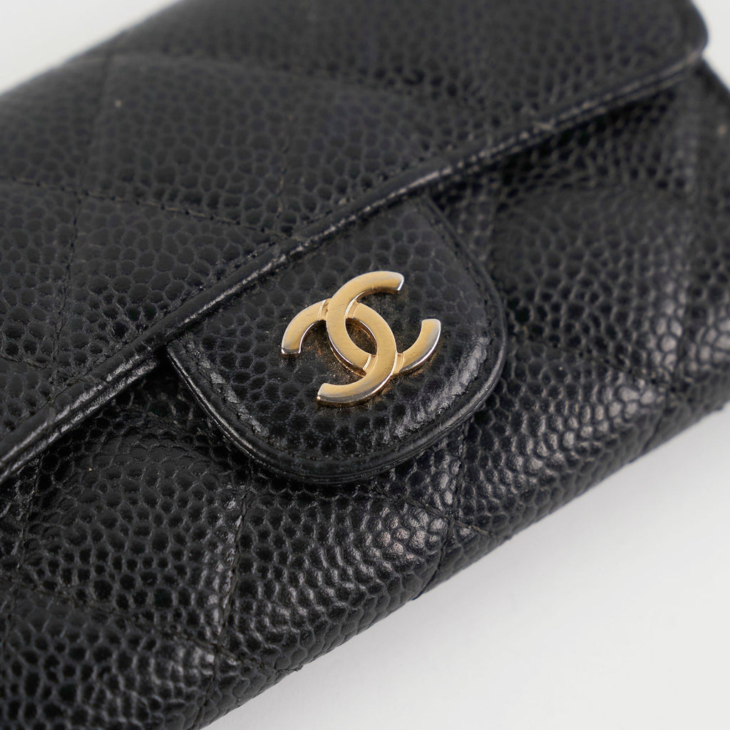 Chanel Caviar Flap Card Holder Black