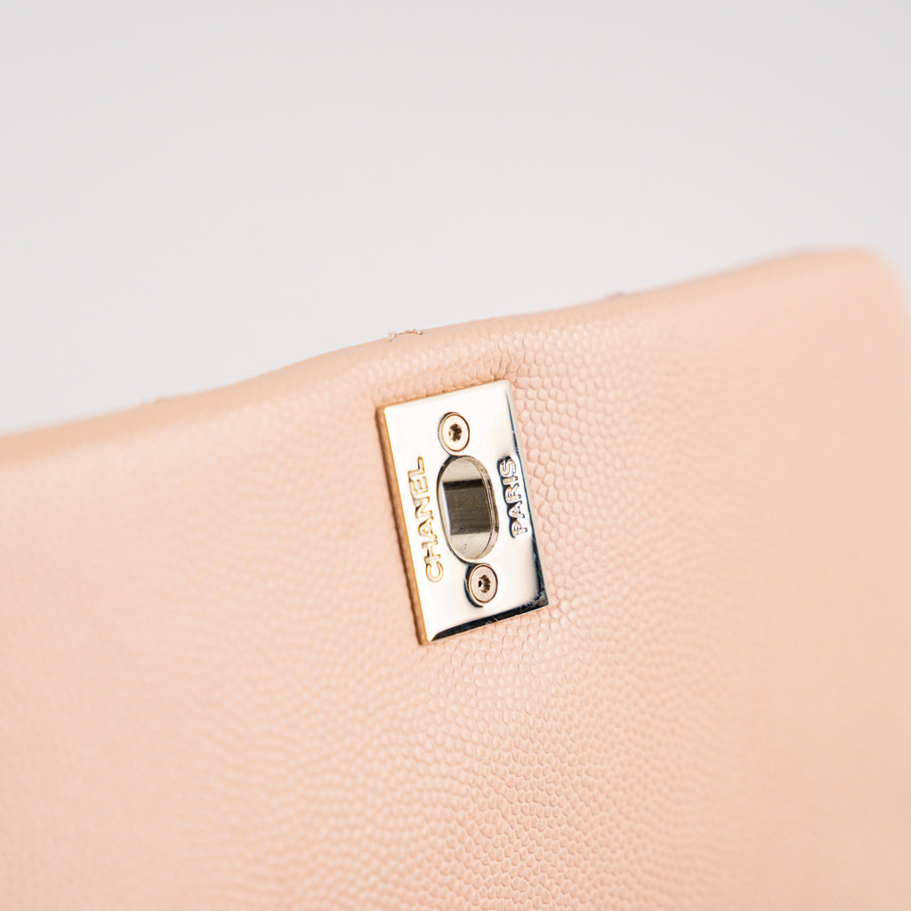 Chanel Mini Coco Handle Peach Caviar Top Handle