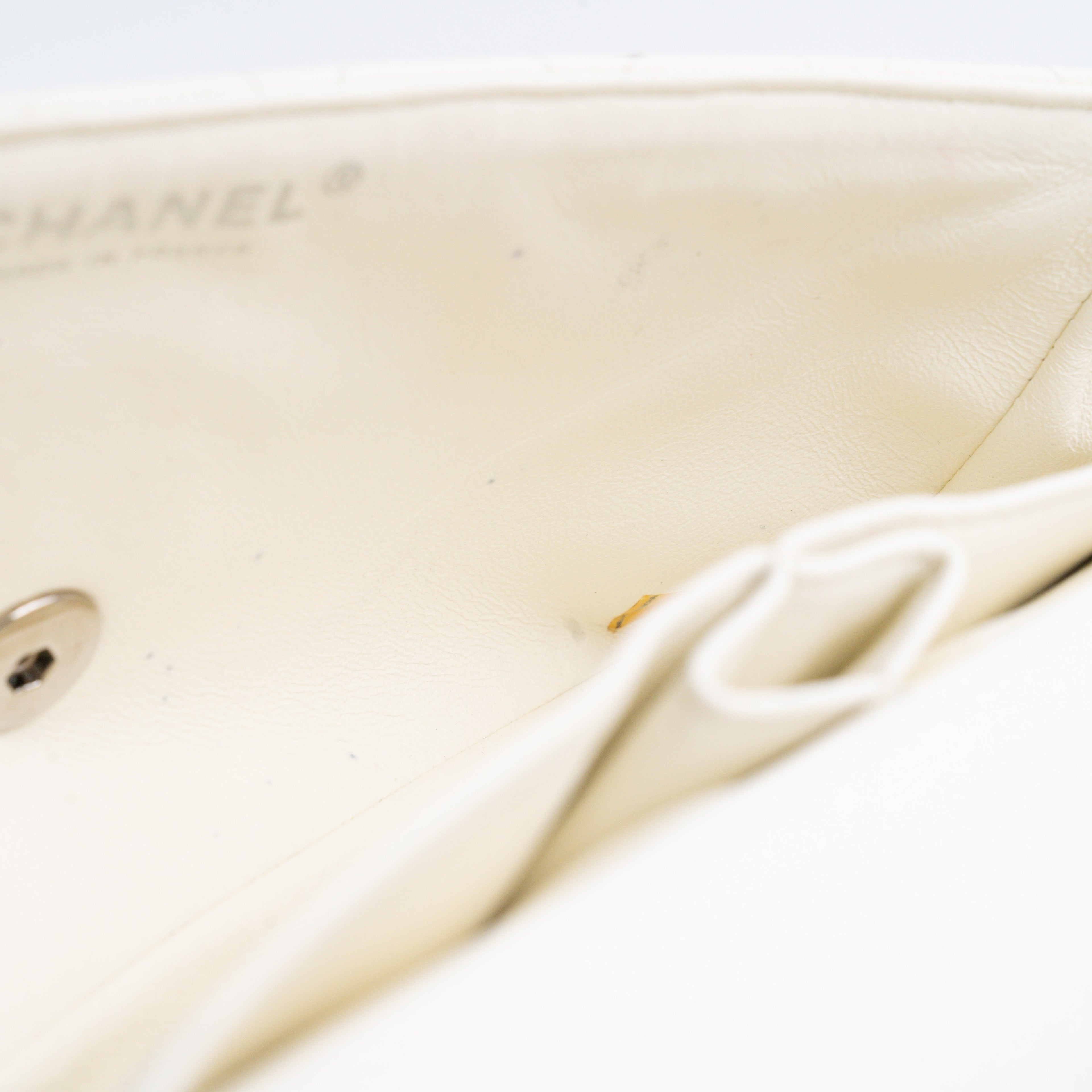 Chanel White Caviar East West Flap Shoulder Bag