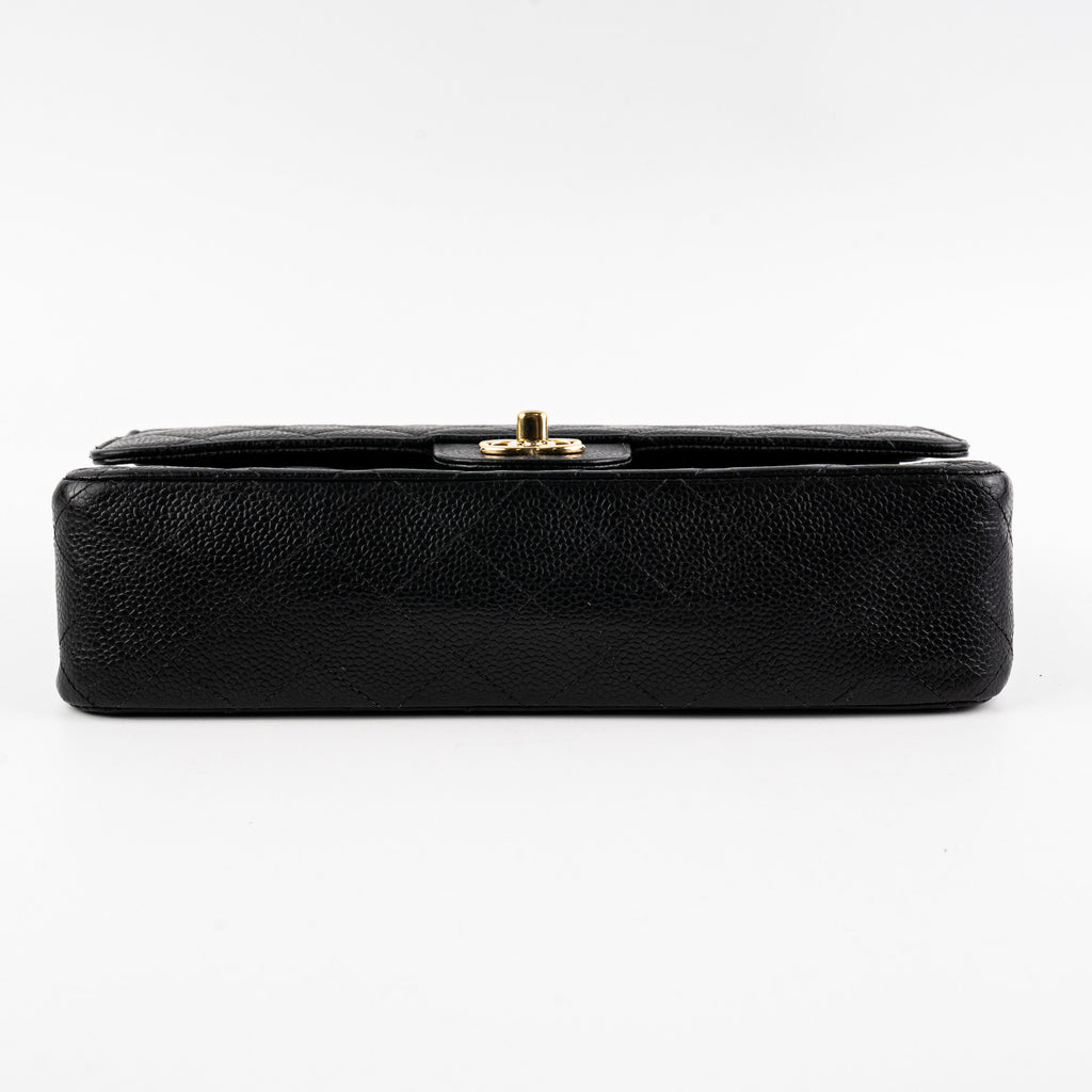 ITEM 17 - Chanel Vintage Classic Medium/Large Black Caviar 24K Gold