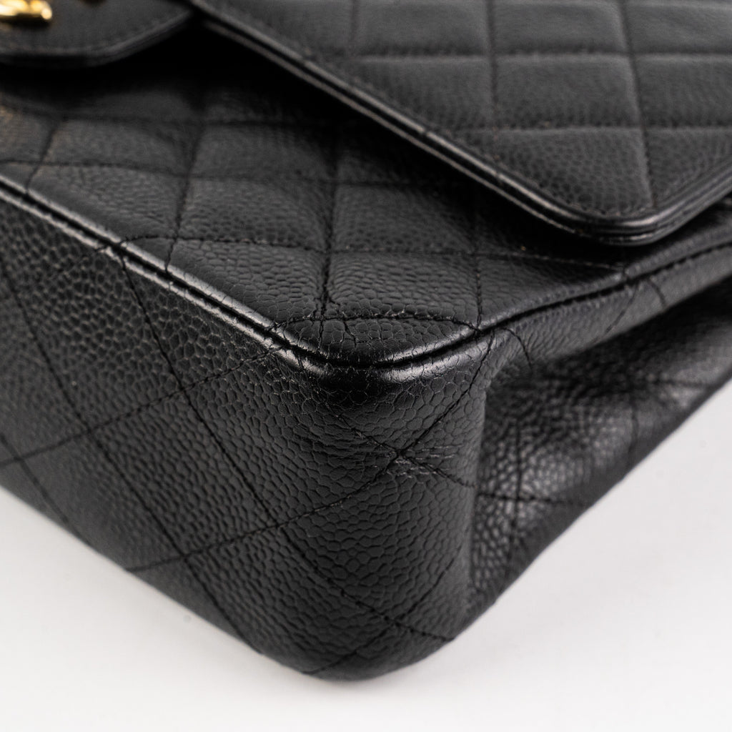 ITEM 17 - Chanel Vintage Classic Medium/Large Black Caviar 24K Gold