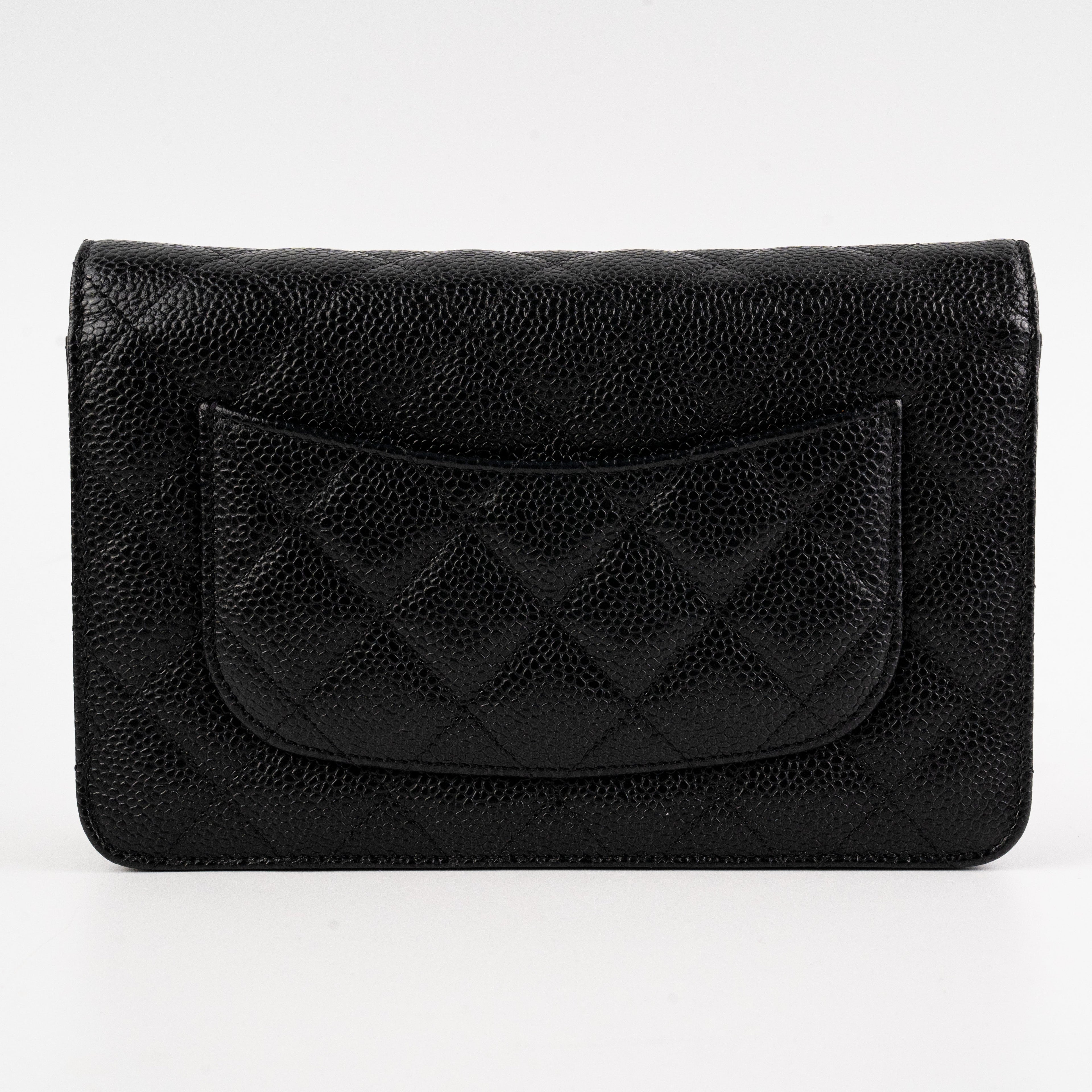 Chanel Caviar Wallet on Chain WOC Black Microchipped