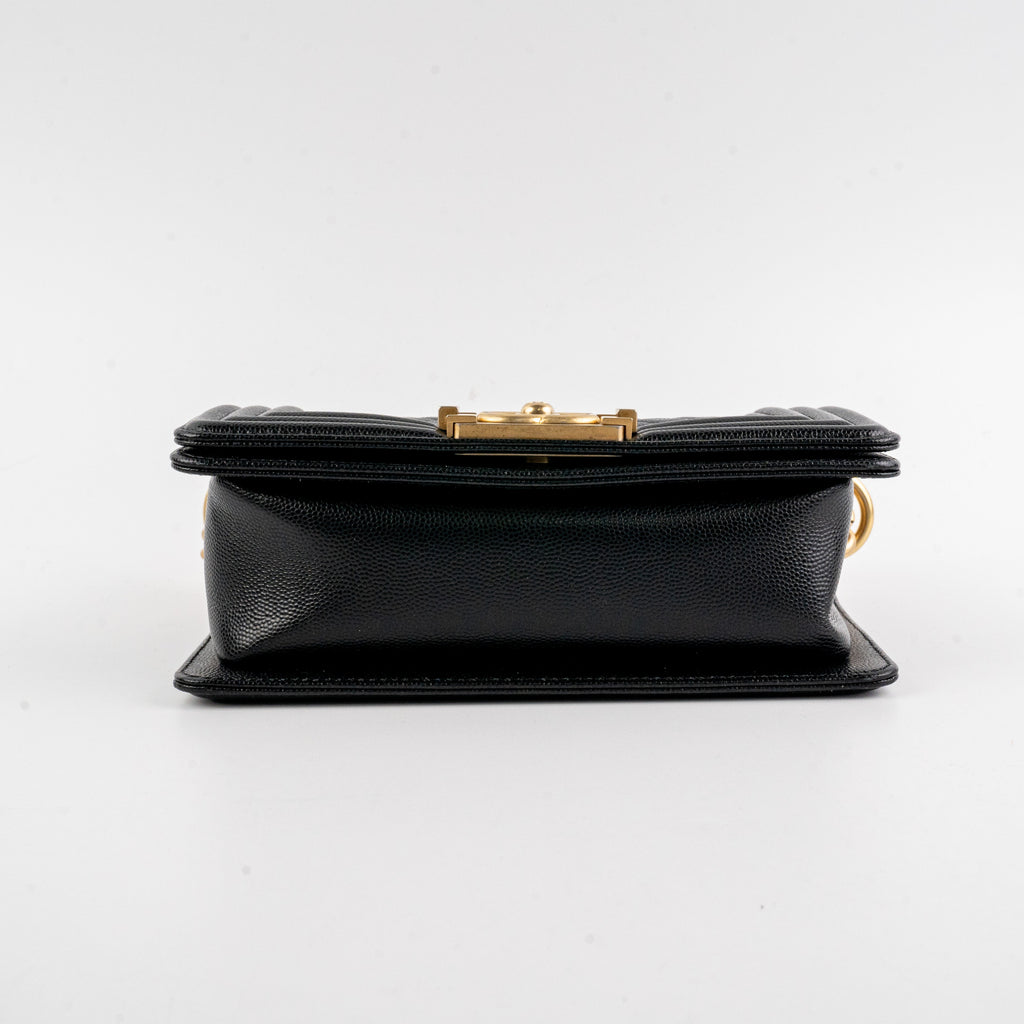 Chanel Caviar Small Black Boy Gold Hardware