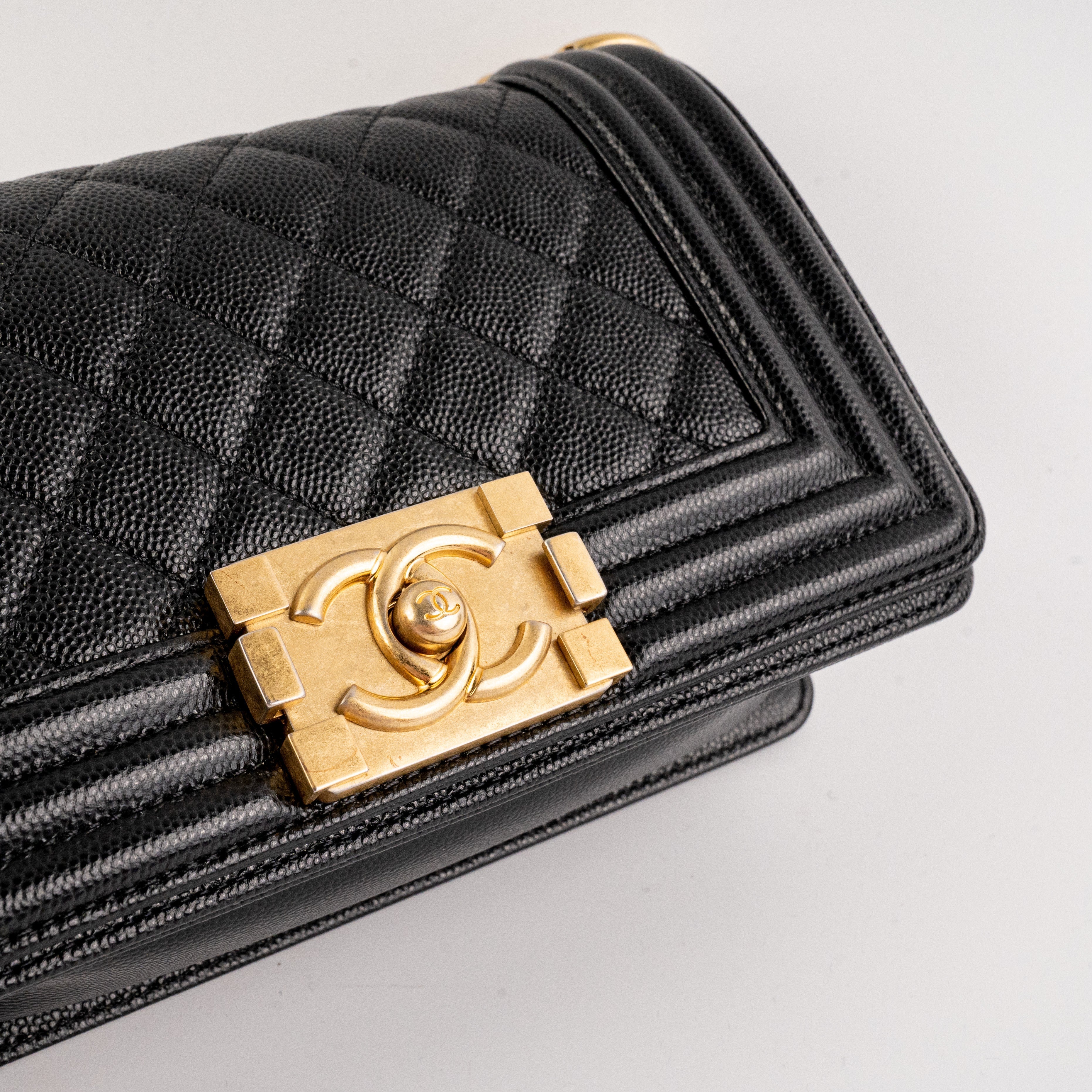Chanel Caviar Small Black Boy Gold Hardware