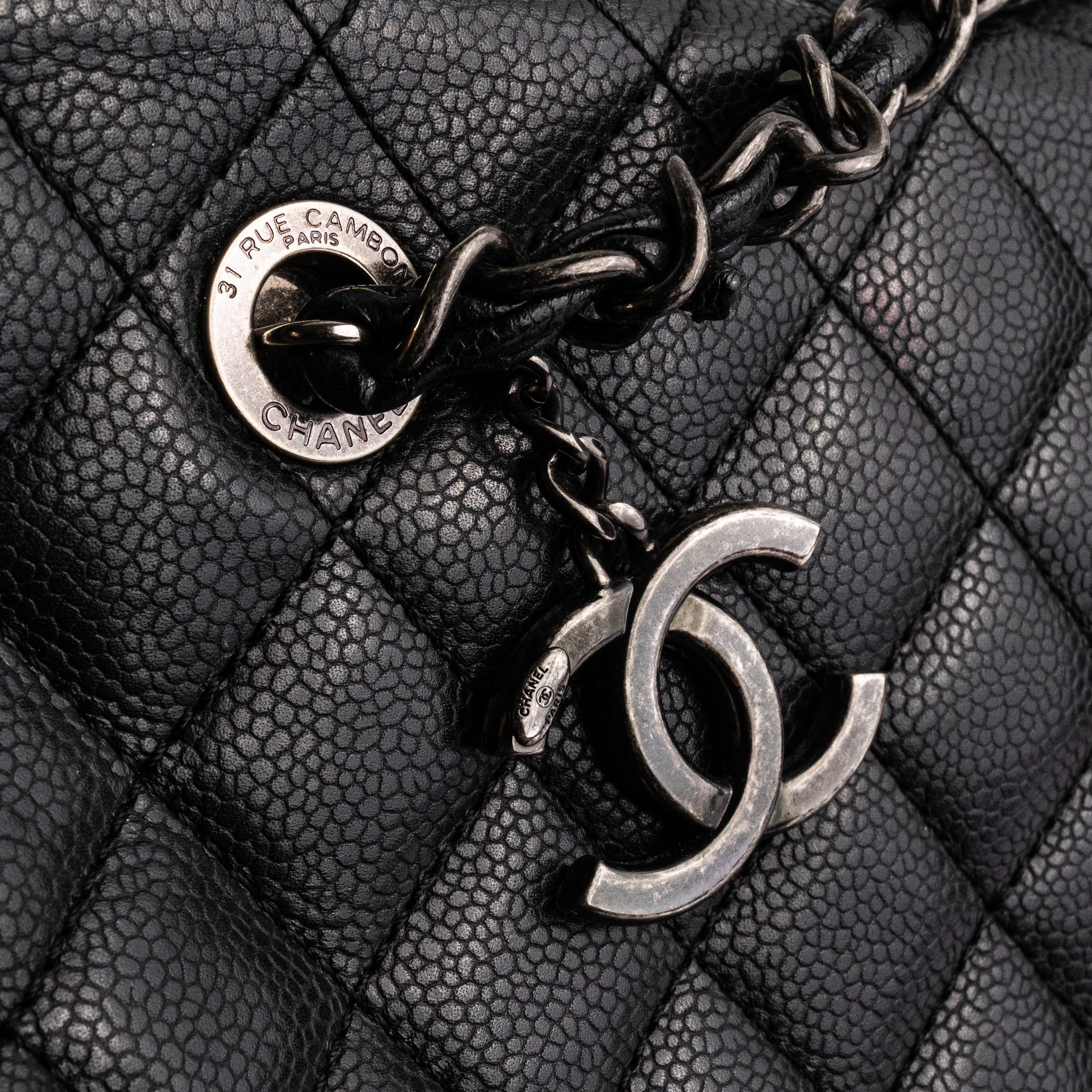 Chanel Caviar Shoulder Tote Bag Black