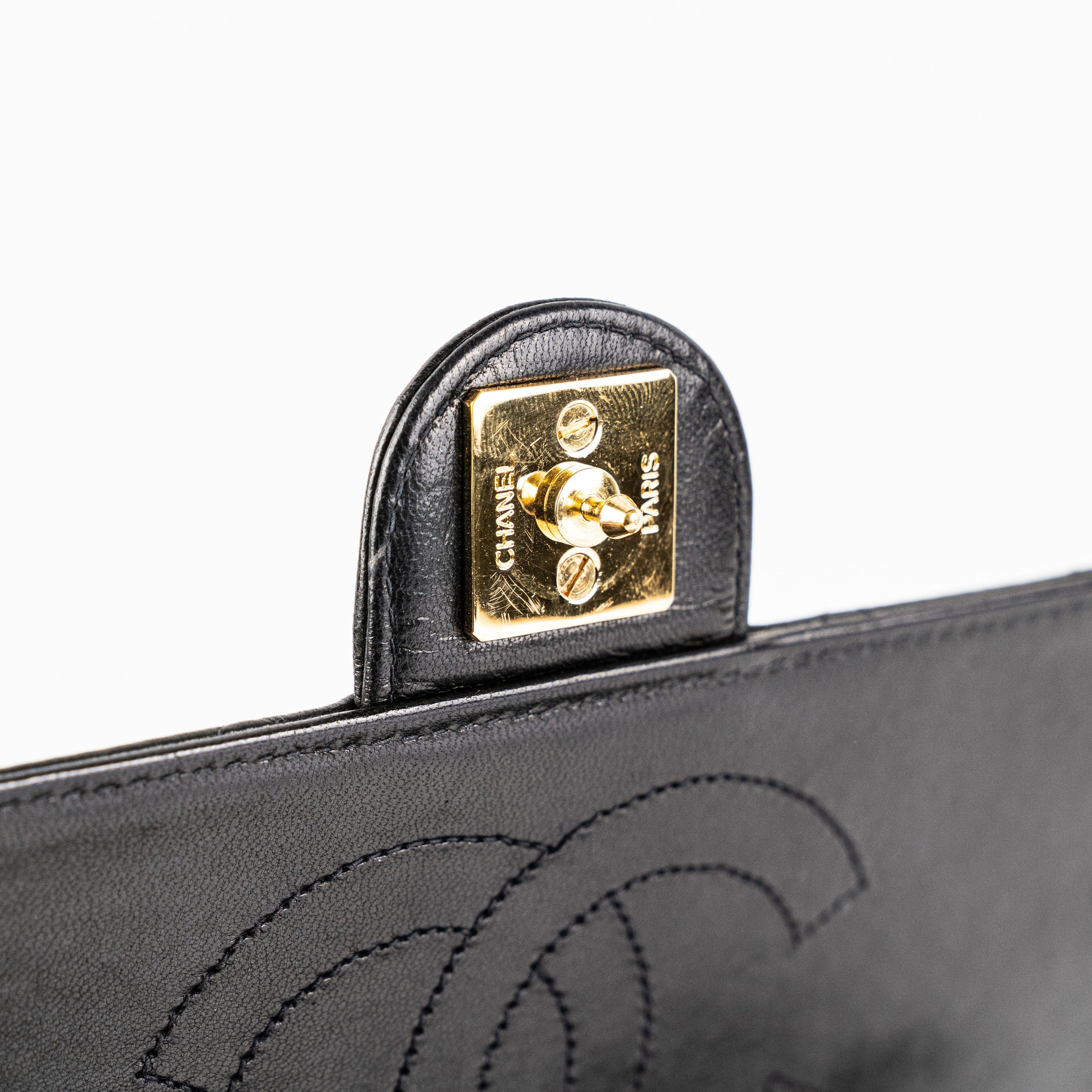 Chanel Vintage Black Lambskin Flap Bag HOLD