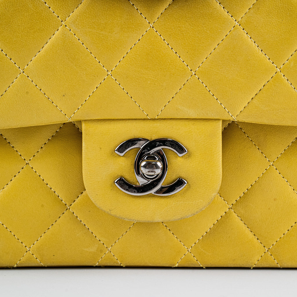 Chanel Classic Flap M/L Yellow Lambskin Bag