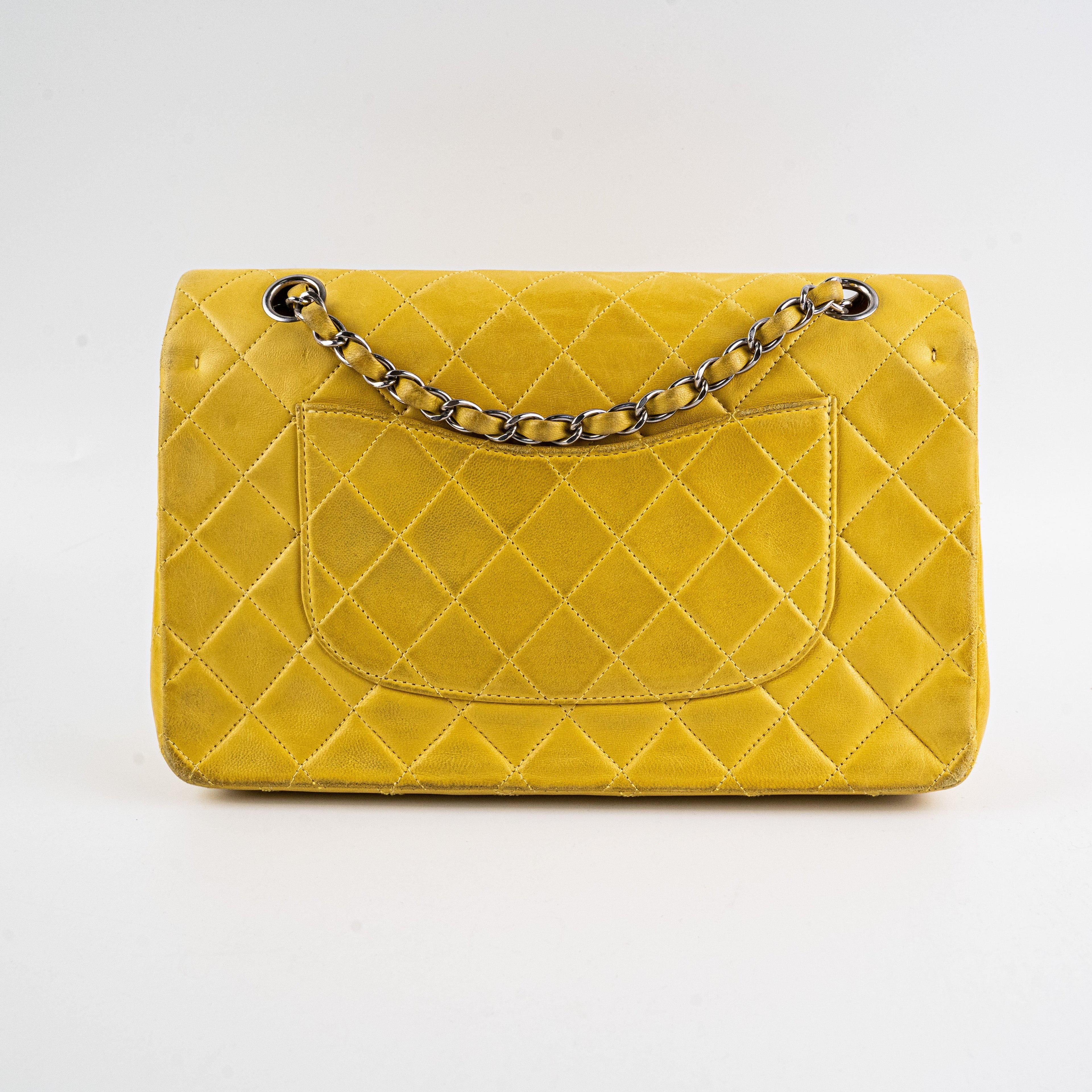 Chanel Classic Flap M/L Yellow Lambskin Bag