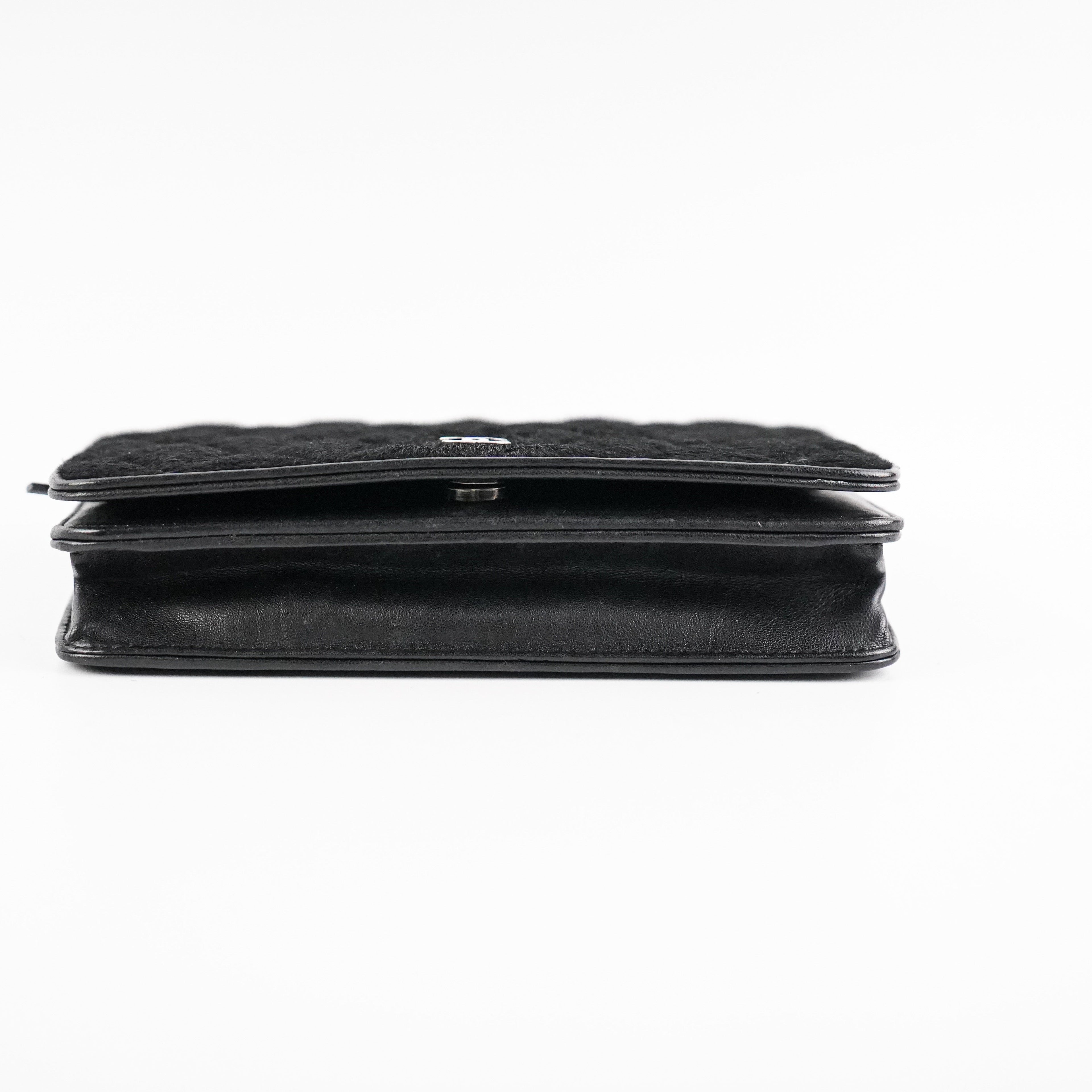 Chanel Woc Wallet On Chain Mohair Leather Black