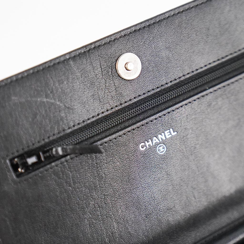 Chanel Woc Wallet On Chain Mohair Leather Black