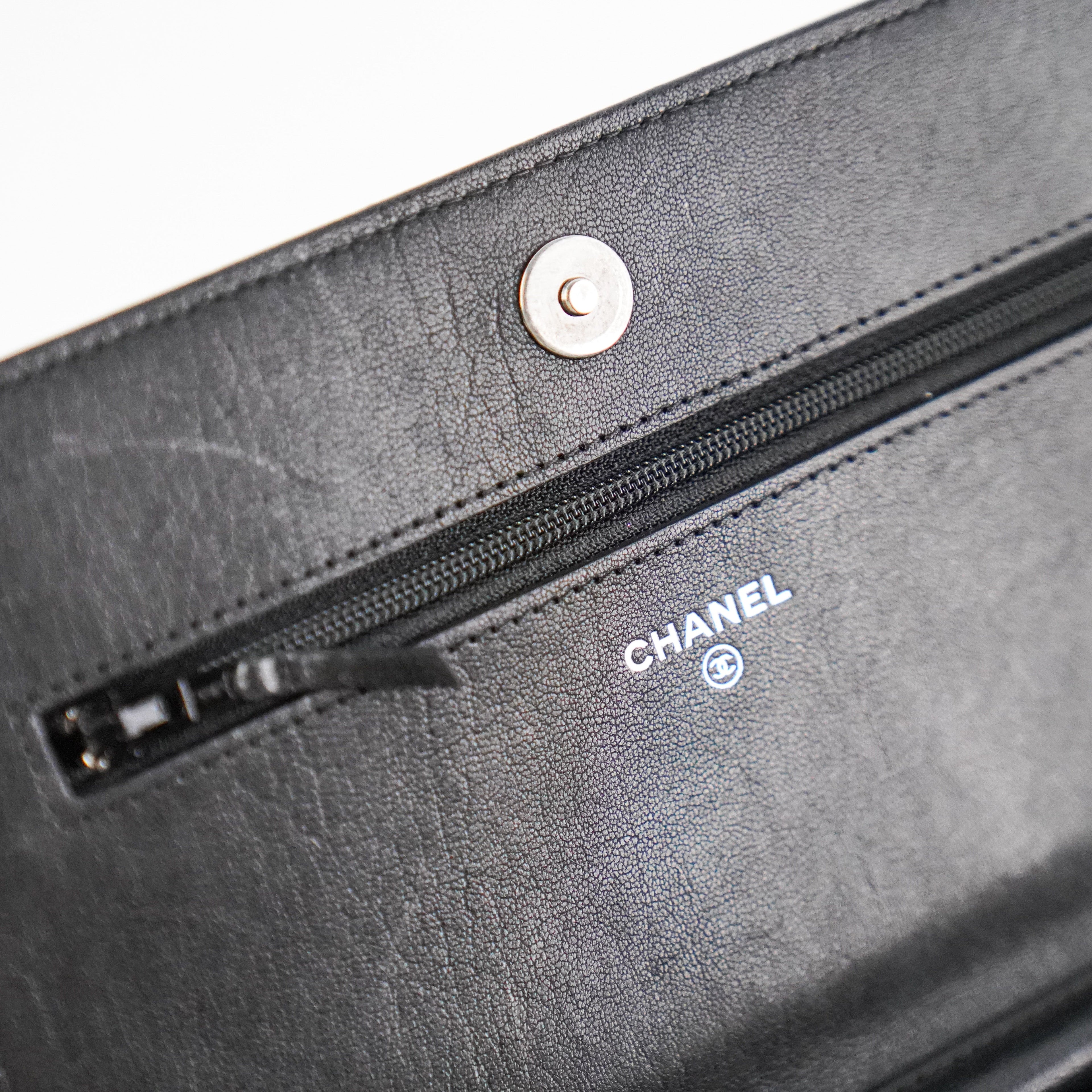 Chanel Woc Wallet On Chain Mohair Leather Black
