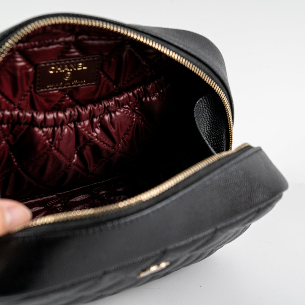 Chanel Quilted Caviar Pouch Black