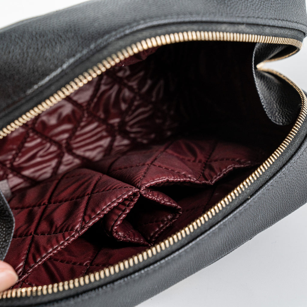 Chanel Quilted Caviar Pouch Black