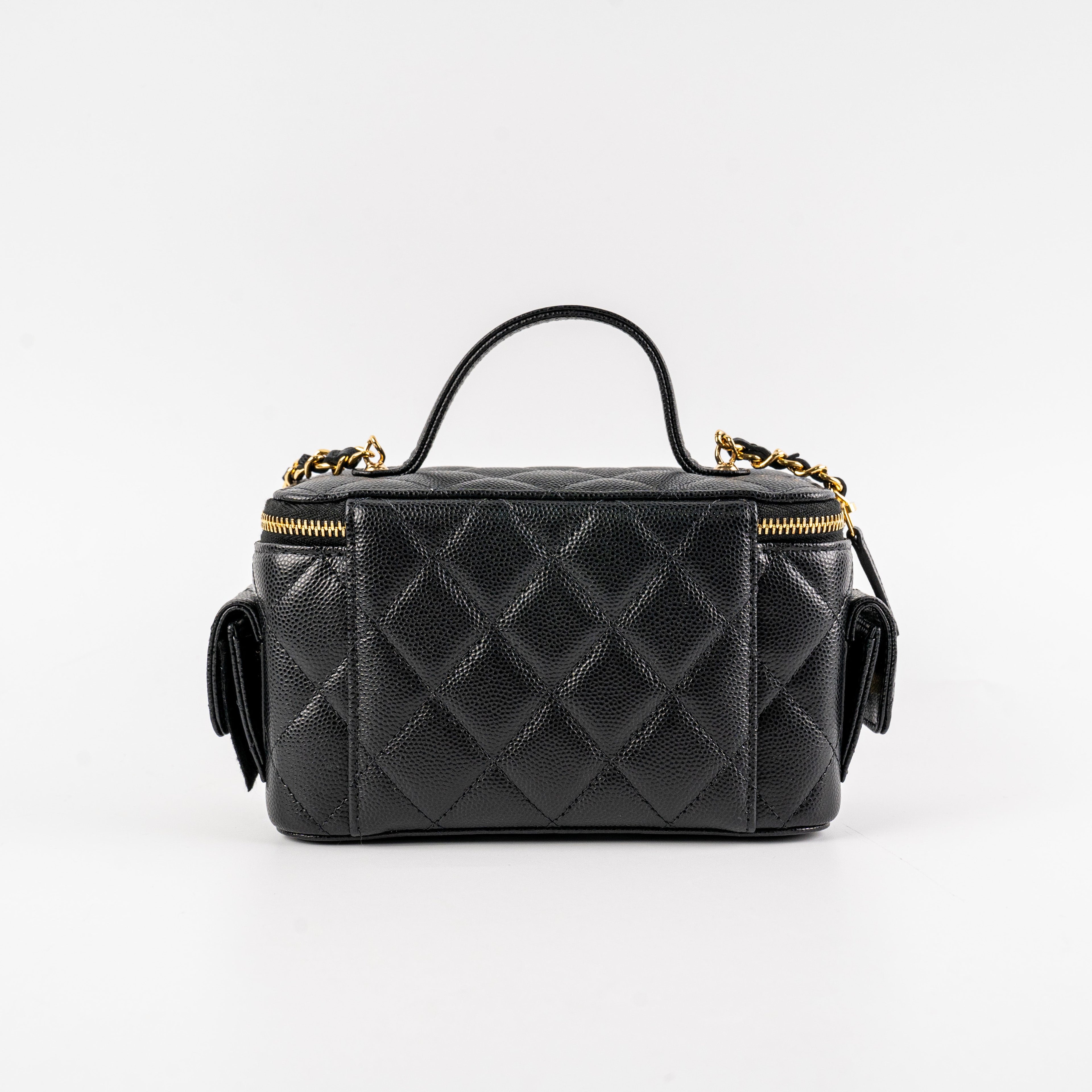 Chanel Caviar Multi Pocket Vanity Black Microchip