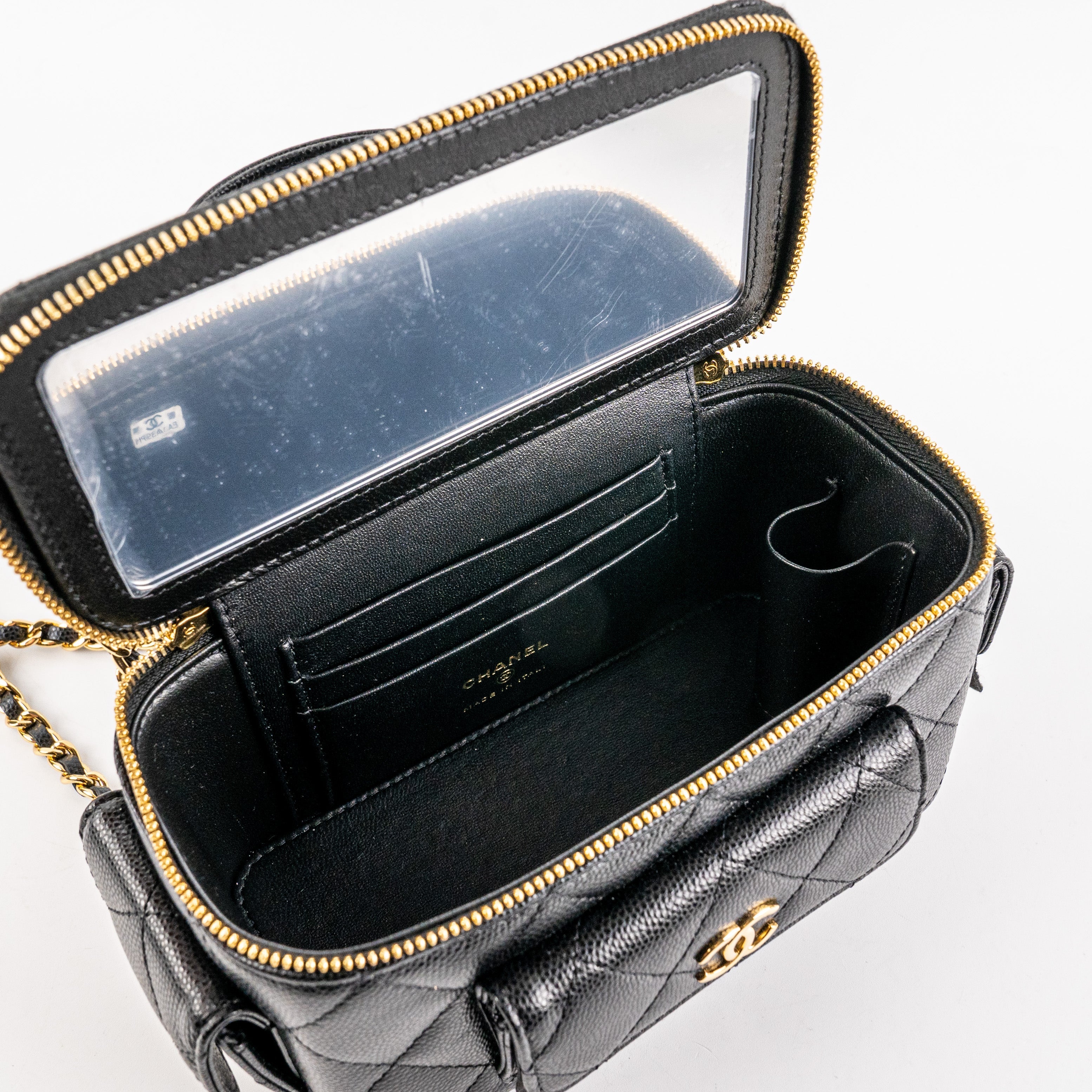 Chanel Caviar Multi Pocket Vanity Black Microchip