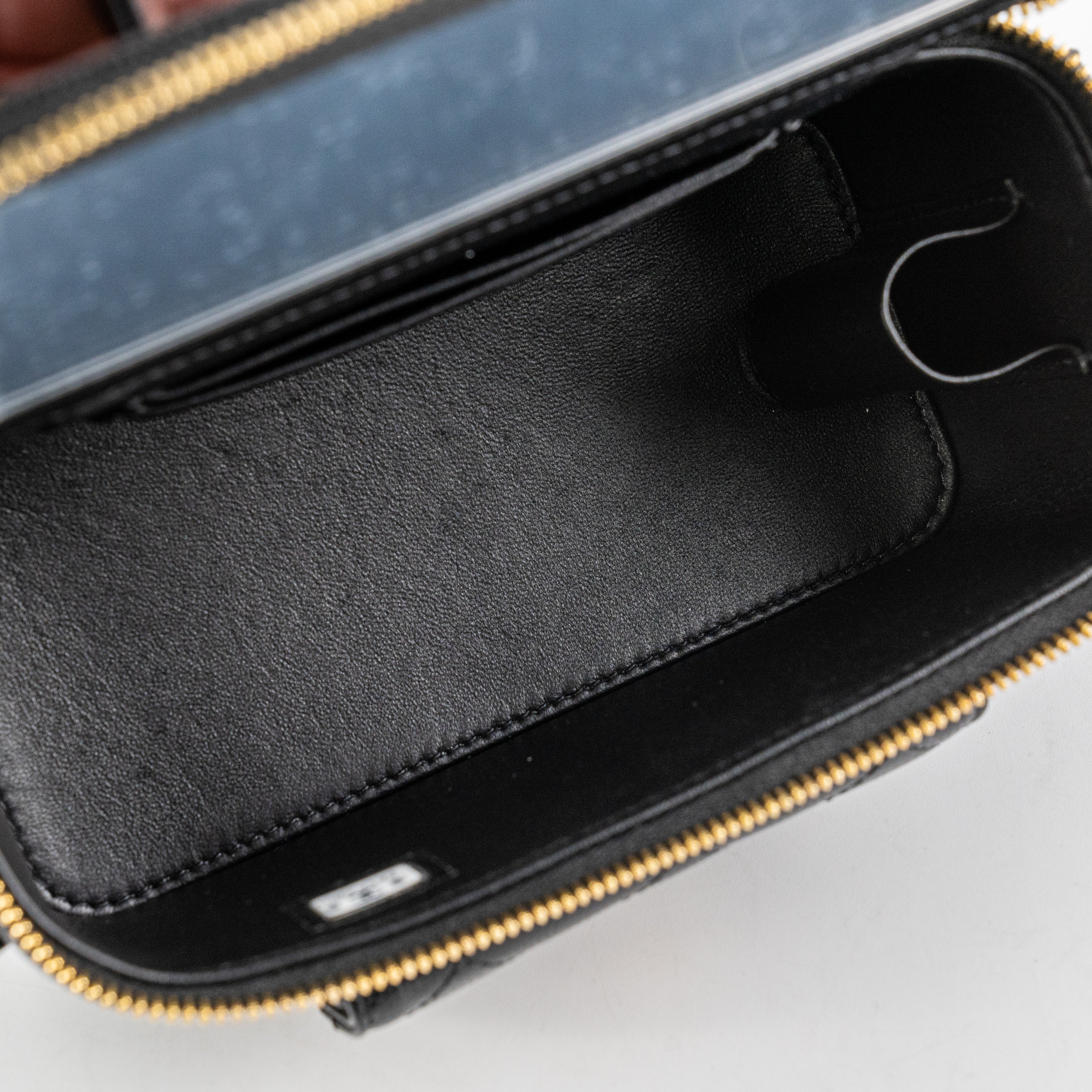 Chanel Caviar Multi Pocket Vanity Black Microchip