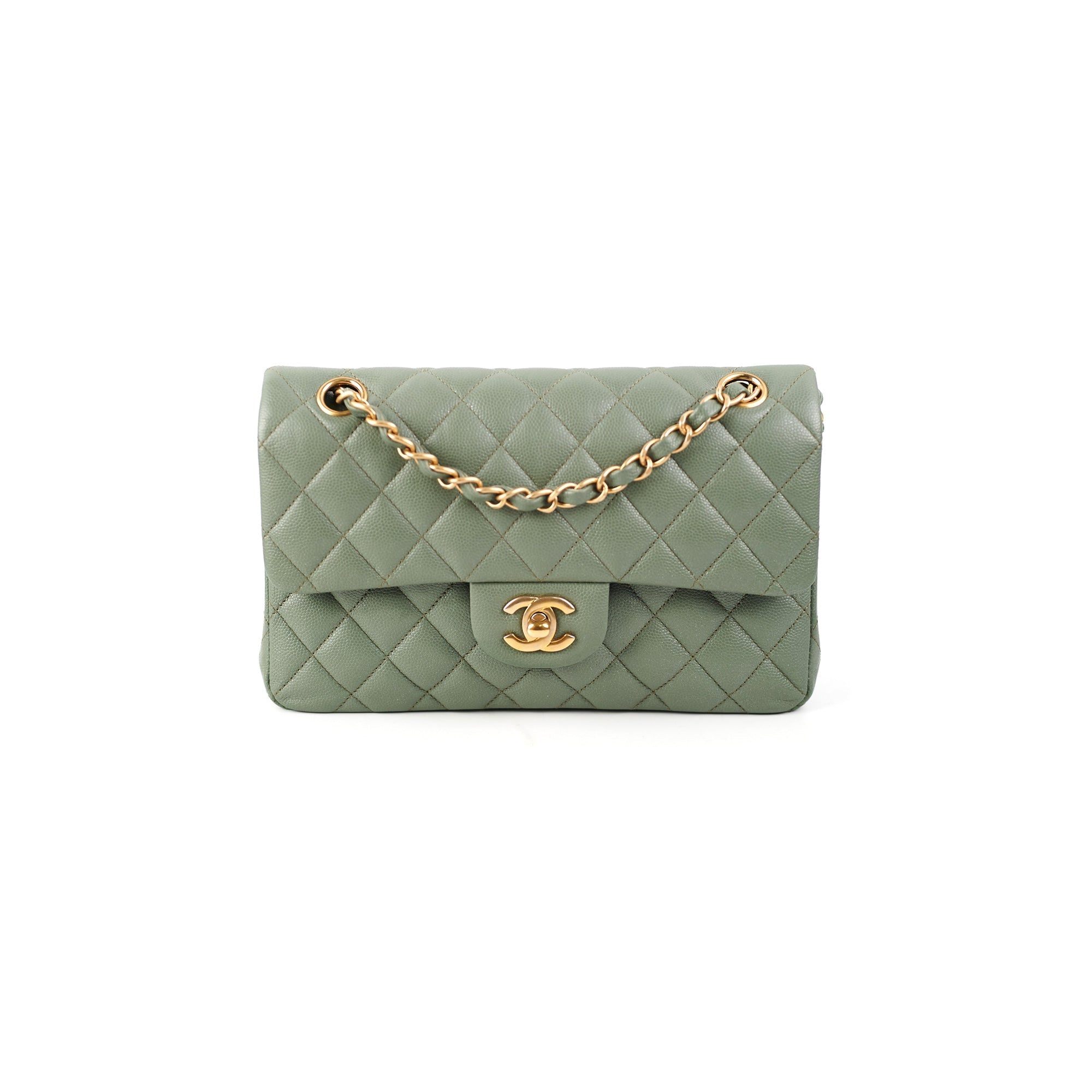 ITEM 30 - Chanel Classic Small Double Flap Iridescent Green 18C