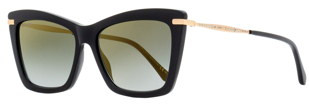 Jimmy Choo Rectangular Sady Sunglasses 807FQ Black/Gold 56mm Black Gold
