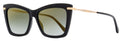 Jimmy Choo Rectangular Sady Sunglasses 807FQ Black/Gold 56mm Black Gold