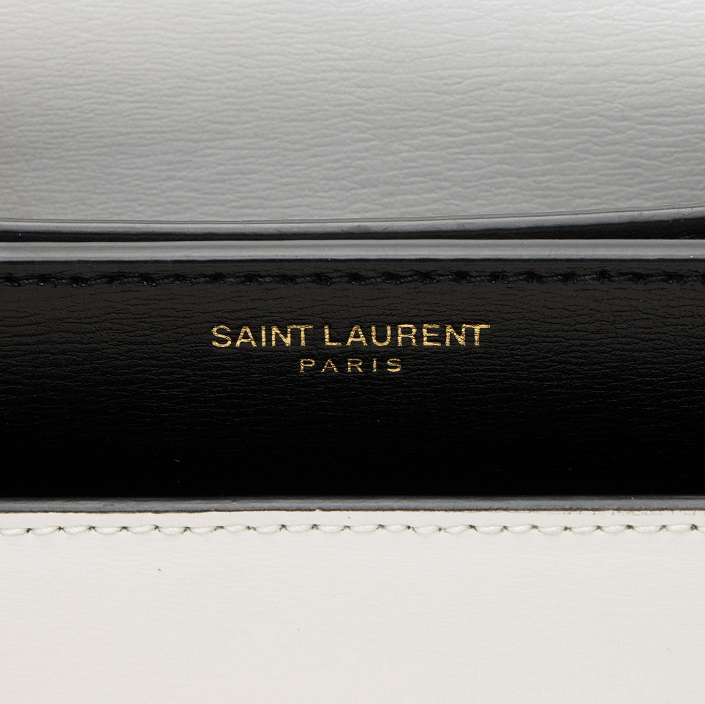 Saint Laurent Bi-Color Grained Calfskin Monogram Sunset Medium Shoulder Bag (SHF-1CzWjR)