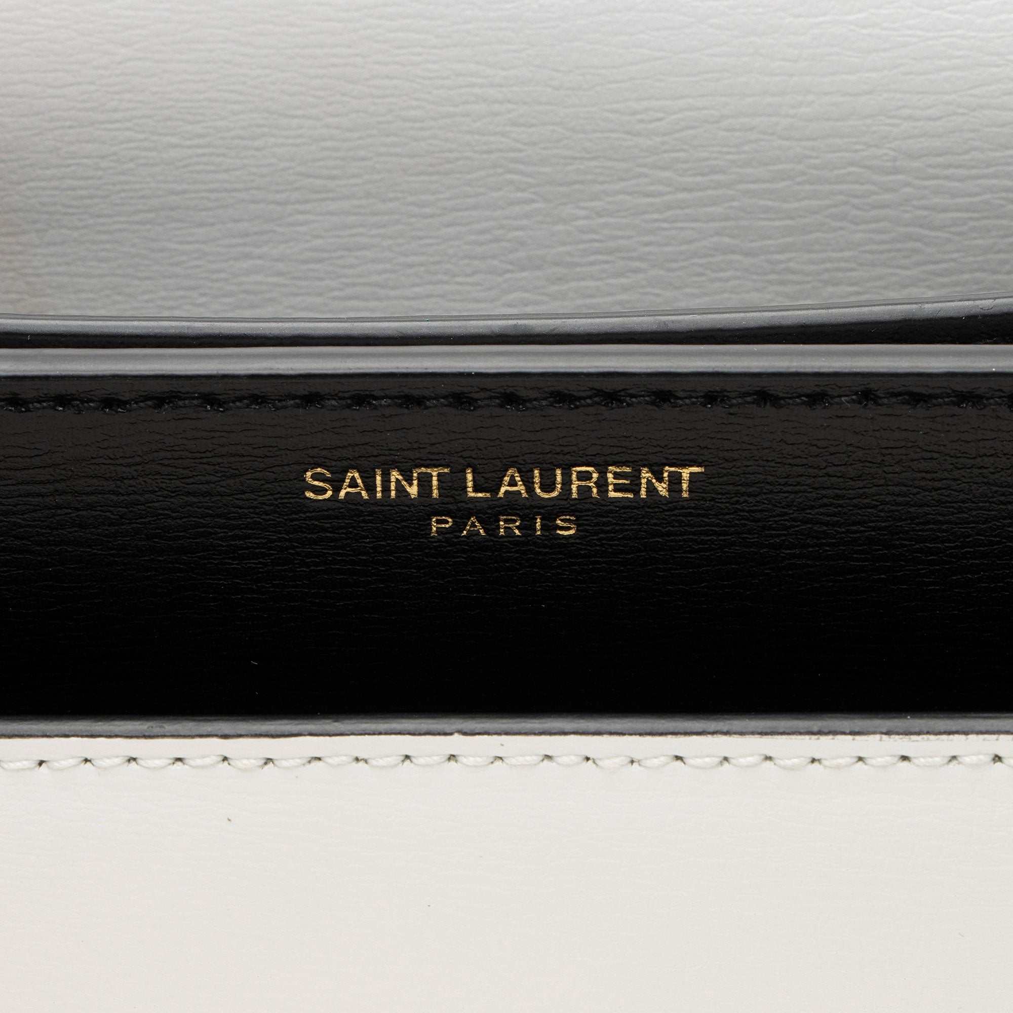 Saint Laurent Bi-Color Grained Calfskin Monogram Sunset Medium Shoulder Bag (SHF-1CzWjR)