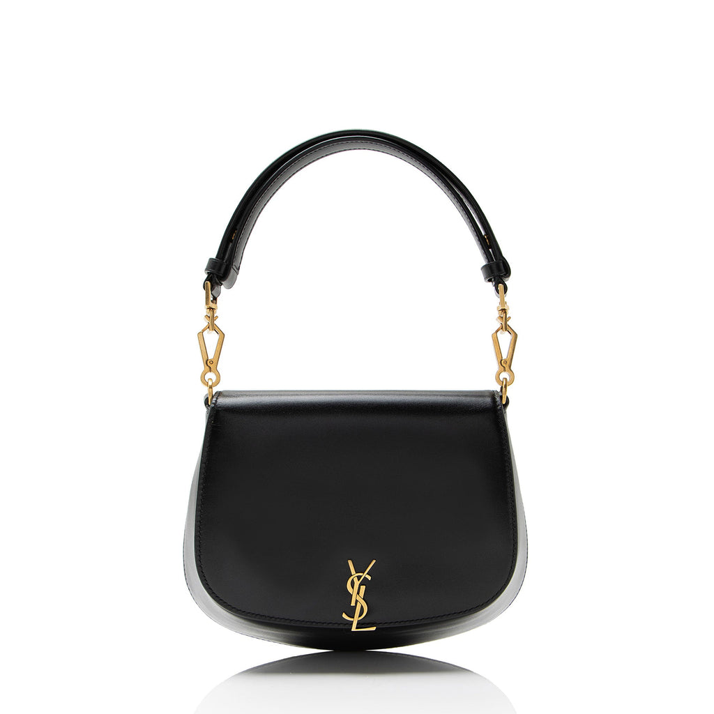 Saint Laurent Box Leather Monogram Voltaire Mini Top Handle