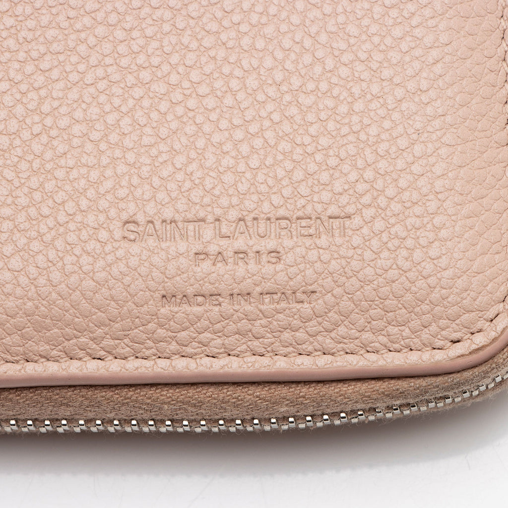 Saint Laurent Calfskin Compact Zip Around Wallet