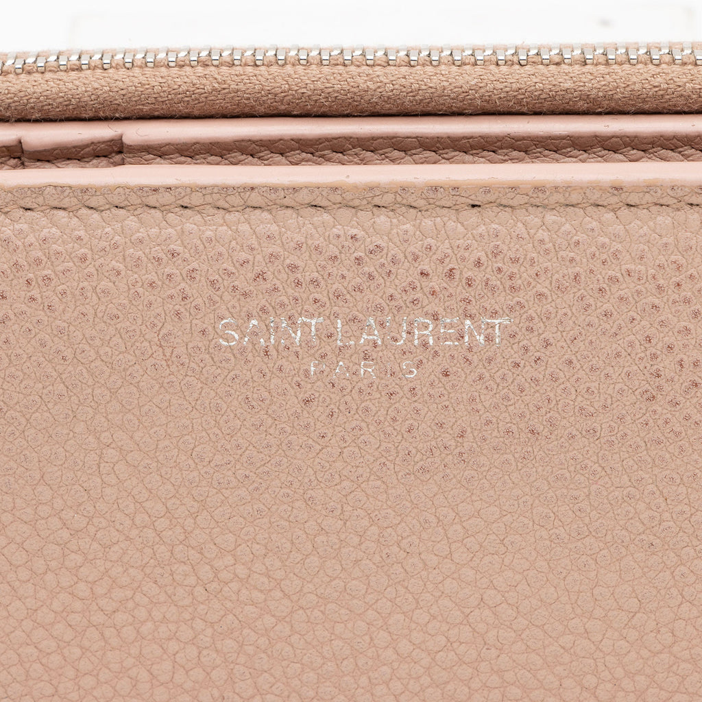 Saint Laurent Calfskin Compact Zip Around Wallet