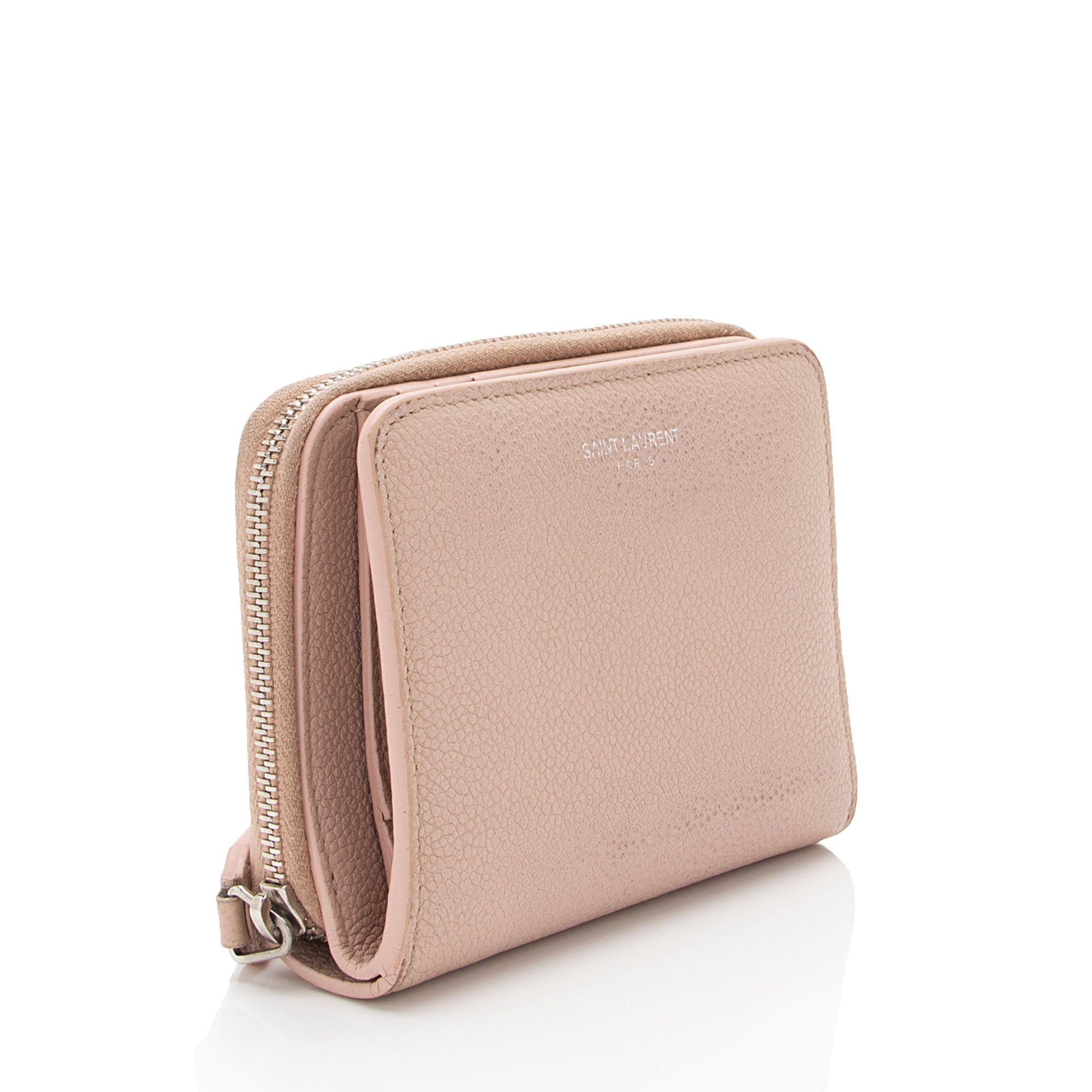 Saint Laurent Calfskin Compact Zip Around Wallet