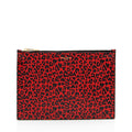 Saint Laurent Calfskin Leopard Zip Pouch (SHF-fYfCwF)