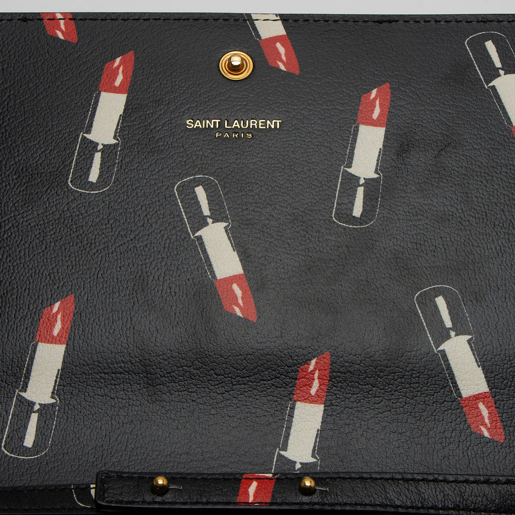 Saint Laurent Calfskin Lipstick Monogram Wallet on Chain