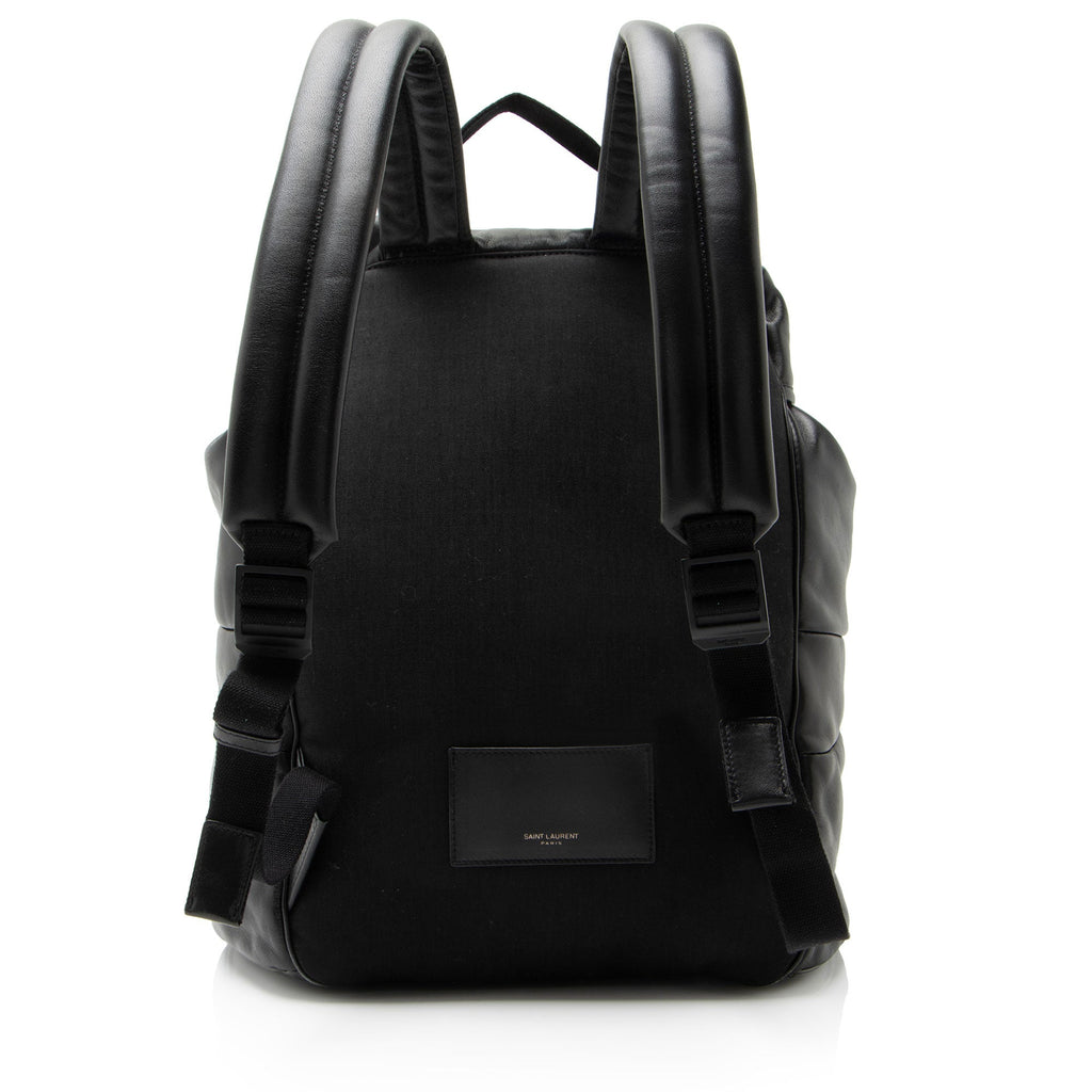 Saint Laurent Calfskin Logo Drawstring Backpack