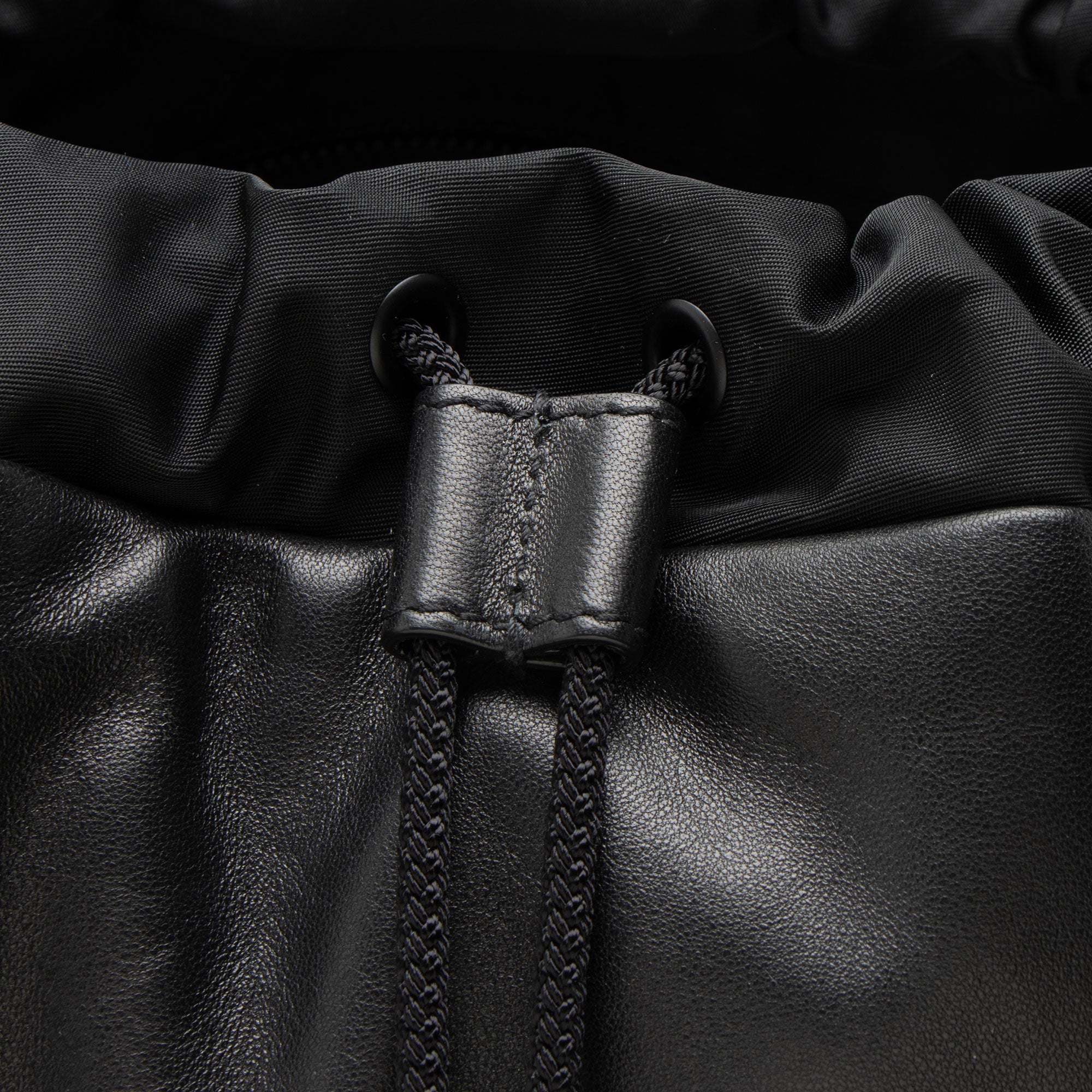 Saint Laurent Calfskin Logo Drawstring Backpack