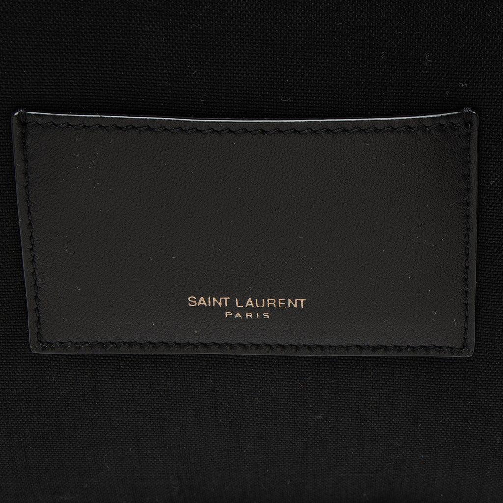 Saint Laurent Calfskin Logo Drawstring Backpack