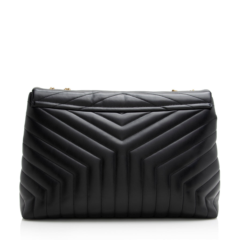 Saint Laurent Calfskin Matelasse Monogram LouLou Chain Large Shoulder Bag (SHF-22169)