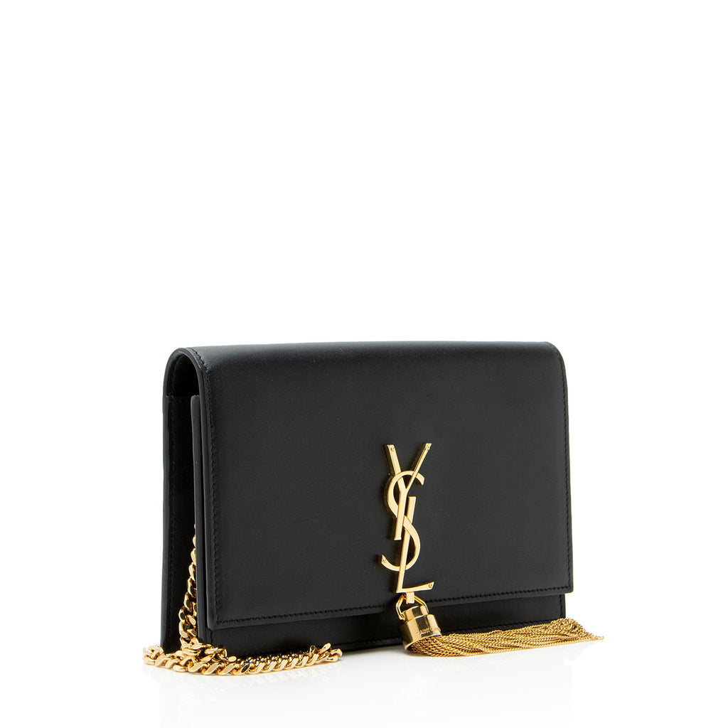 Saint Laurent Calfskin Monogram Kate Tassel Chain Wallet