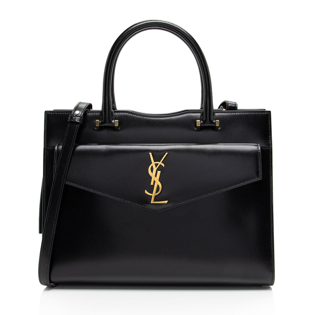 Saint Laurent Calfskin Monogram Uptown Medium Tote (SHF-Z82BDJ)