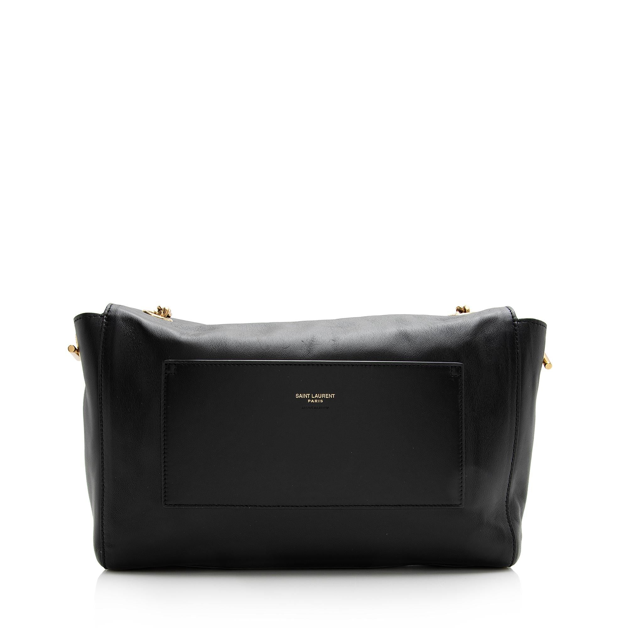 Saint Laurent Calfskin Suede Monogram Kate Reversible Chain Medium Shoulder Bag (SHF-22497)