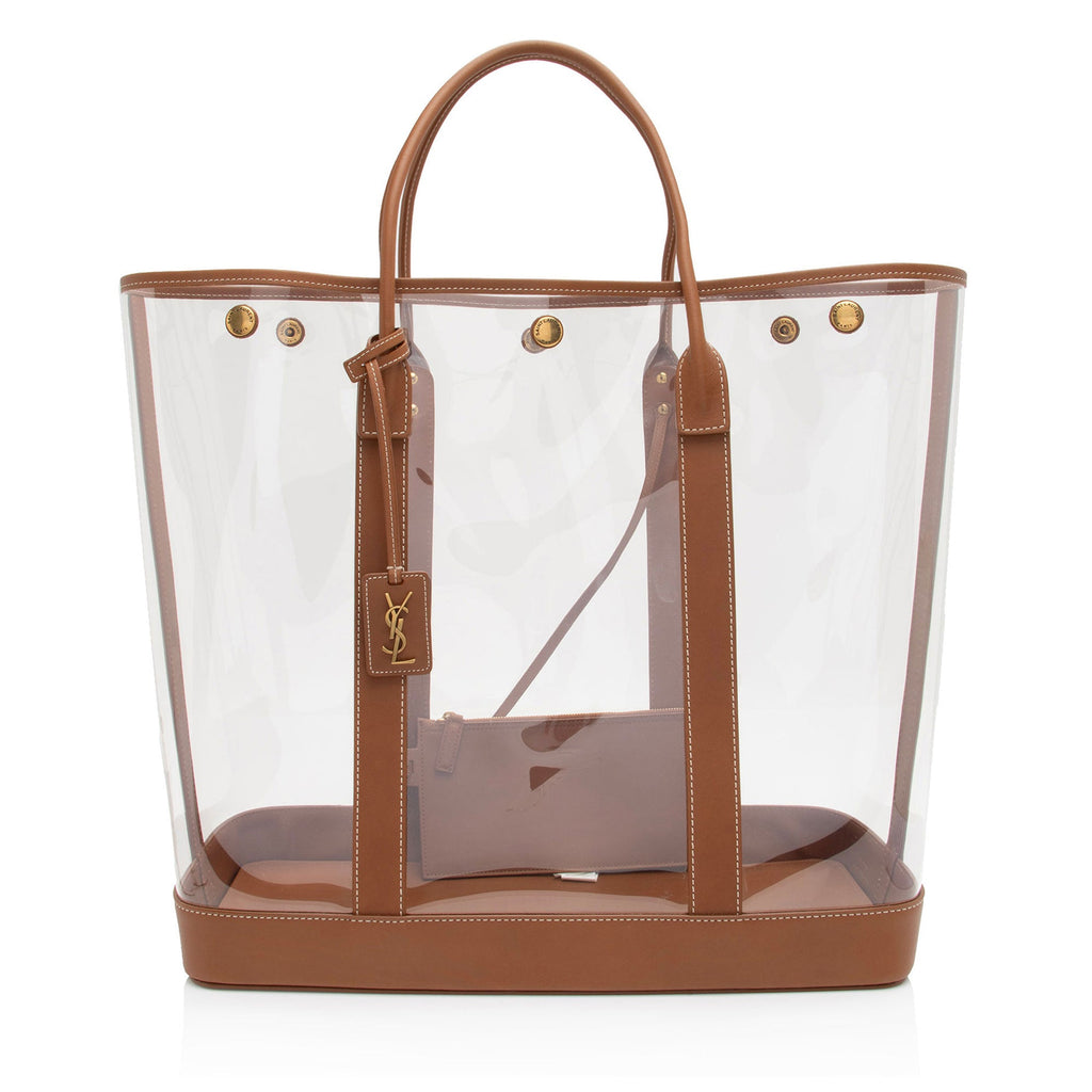 Saint Laurent Calfskin Vinyl Cabas Tote (SHF-wgVvKm)