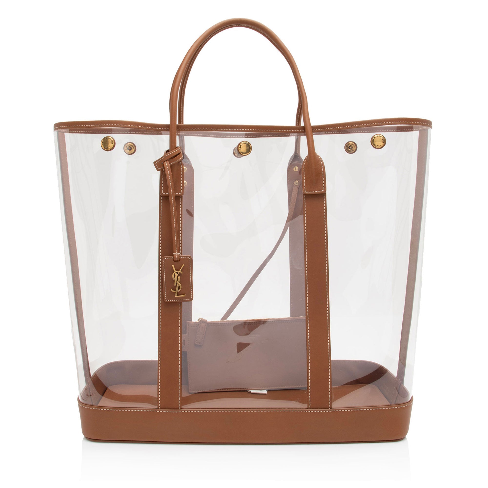 Saint Laurent Calfskin Vinyl Cabas Tote (SHF-wgVvKm)