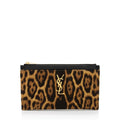 Saint Laurent Canvas Calfskin Leopard Monogram Bill Pouch