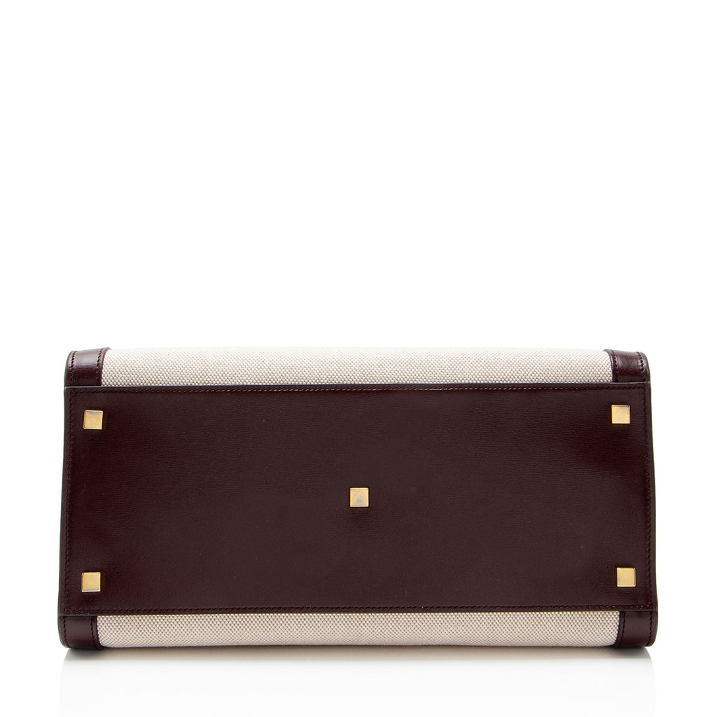 Saint Laurent Canvas Calfskin Monogram Uptown Medium Tote