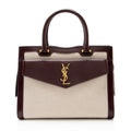 Saint Laurent Canvas Calfskin Monogram Uptown Medium Tote