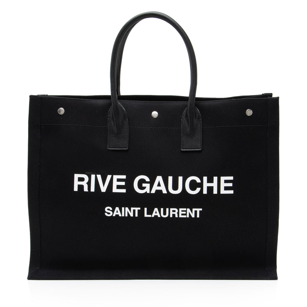 Saint Laurent Canvas Calfskin Rive Gauche Large Tote