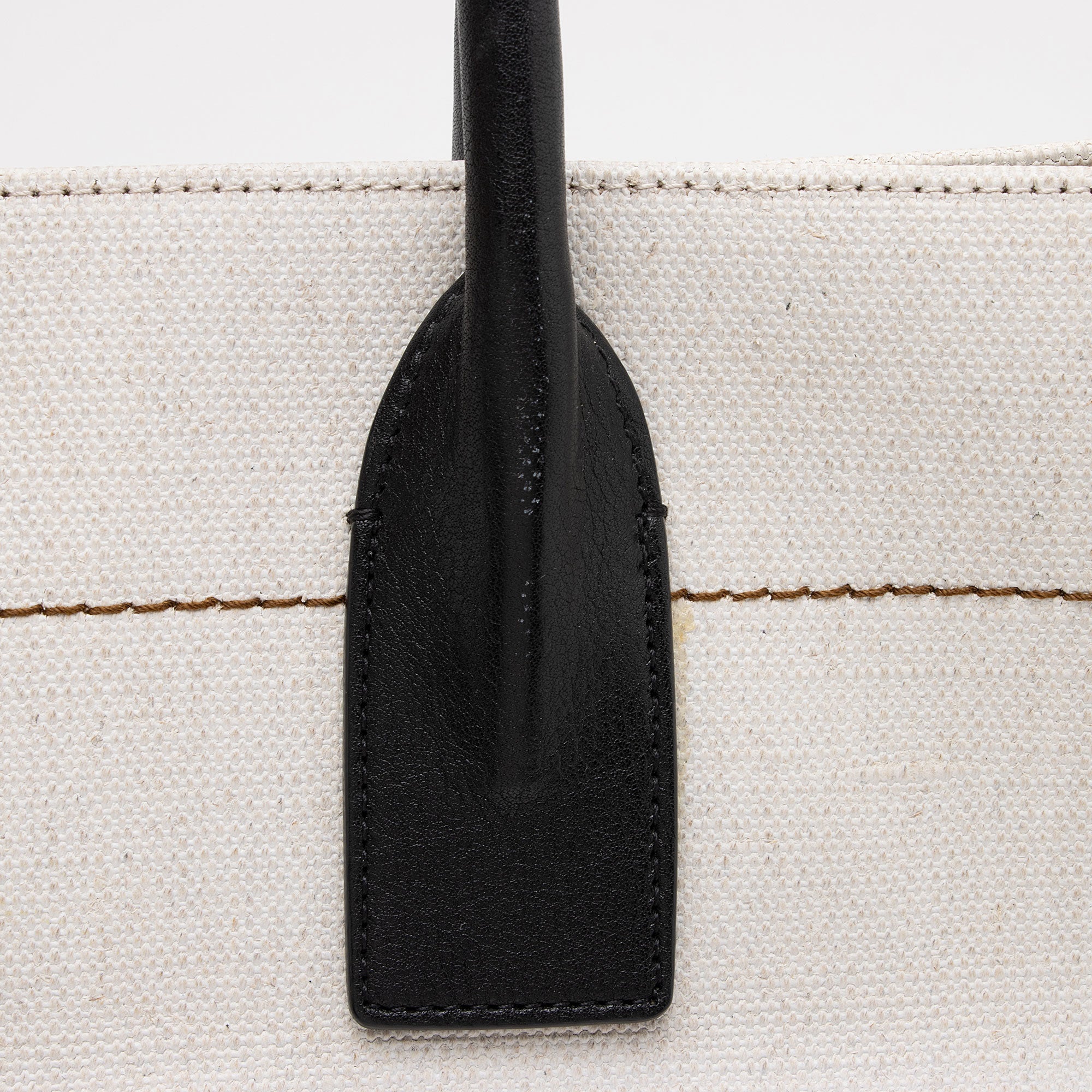 Saint Laurent Canvas Calfskin Rive Gauche Large Tote
