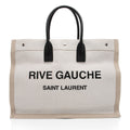 Saint Laurent Canvas Calfskin Rive Gauche Large Tote