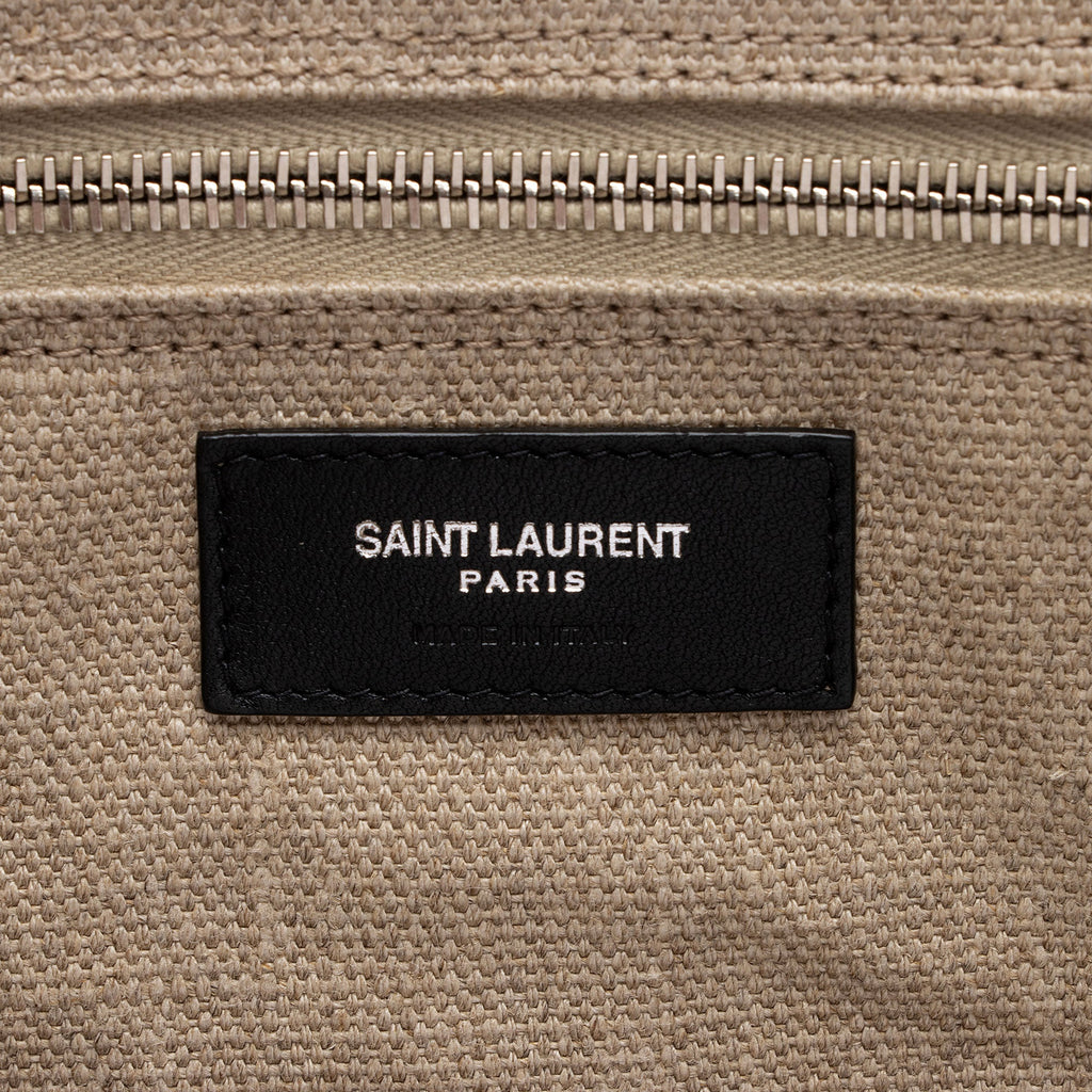 Saint Laurent Canvas Calfskin Rive Gauche Large Tote