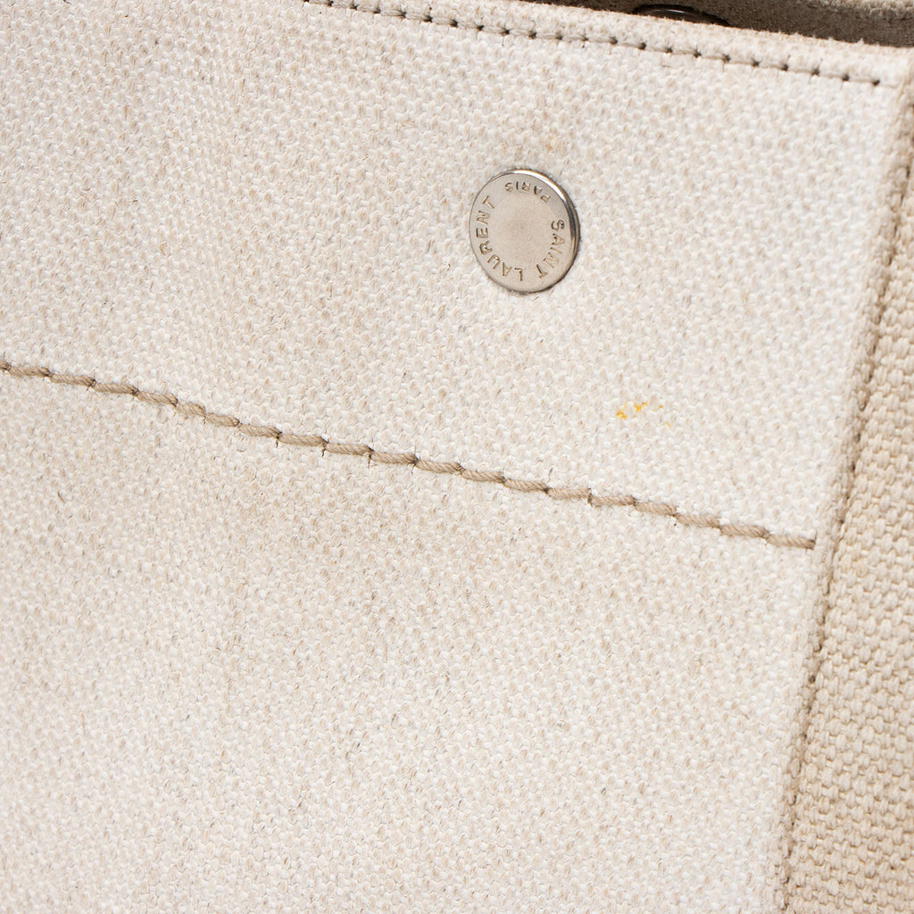 Saint Laurent Canvas Calfskin Rive Gauche Large Tote